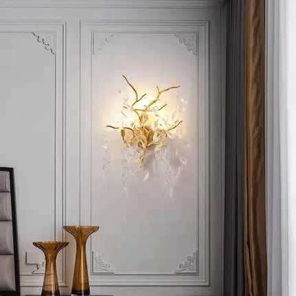 Applique murale LED art déco en cristal et aluminium doré — LZ4X9P2