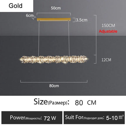 Lustre anneau LED dimmable en cristal pour intérieur moderne — LZ7XQ2