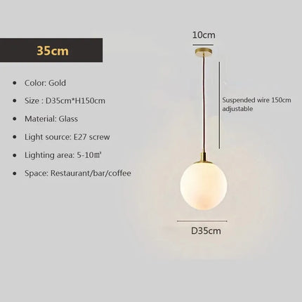 Suspension boule ronde en verre nordique 8-50 cm pour salon et café — LZ4X9T2