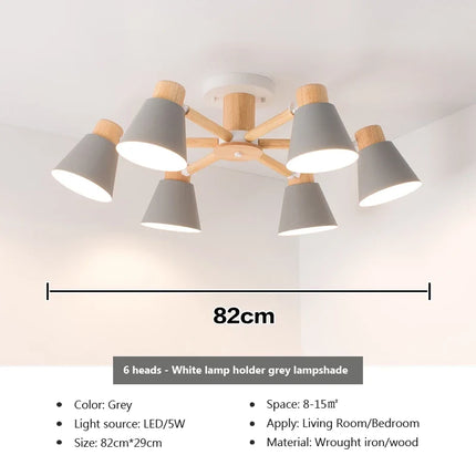 Lustre suspension nordique en bois massif pour hôtel et restaurant — LZ4P9X