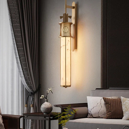 Applique murale en marbre avec éclairage LED style chinois — LZ4X9P2