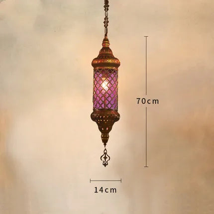 Lustre industriel rétro en fer avec verre coloré pour établissements asiatiques — LZ7XQ2