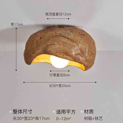 Plafonnier en résine style japonais wabi-sabi, lumineux et silencieux — LZ4XJ7Q9