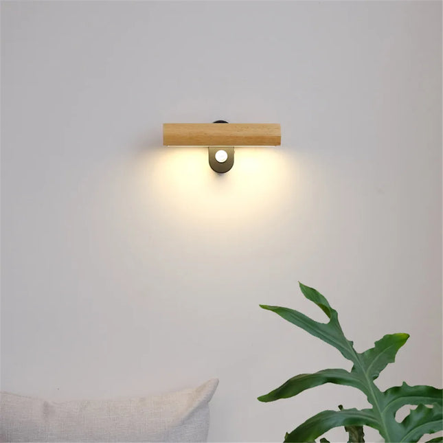 Applique murale rotative LED au design nordique en bois minimaliste — LZ4X9T2