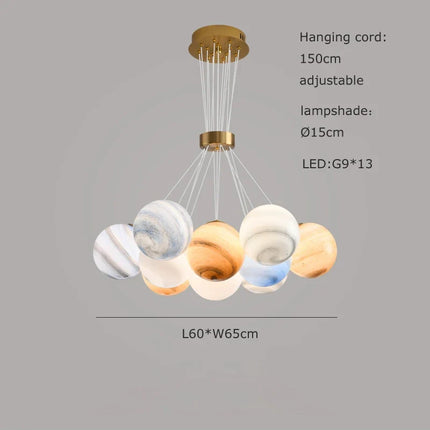 Lustre sphérique LED réglable en hauteur pour décoration intérieure — LZ4X9P