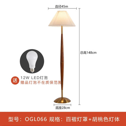 Lampadaire en bois de noyer avec abat-jour en tissu décoratif — LZ4X9M