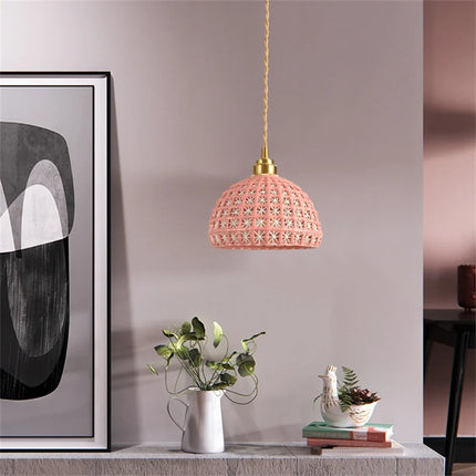 Suspension LED en laiton et céramique style nordique rétro — LZ4Q9T1