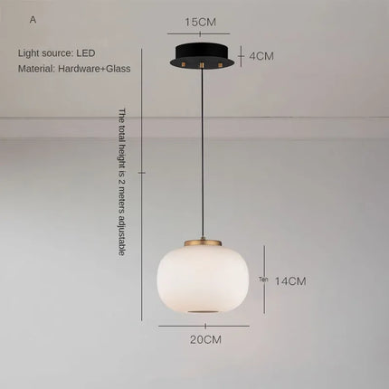Lustre LED en verre au design minimaliste japonais artistique — LZ4X9P