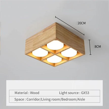 Plafonnier japonais minimaliste en bois brut naturel — LZ4X7JQ