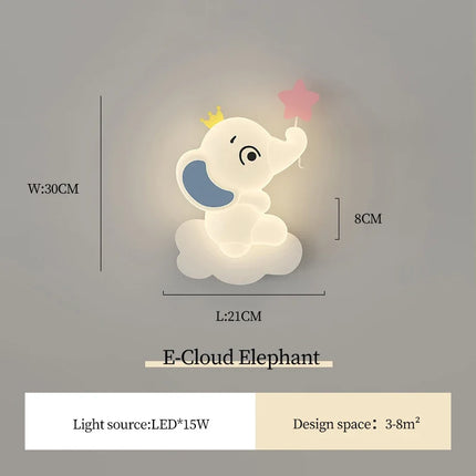 Applique murale moderne éléphant avec lumière douce pour enfant — LZ4P7XQ