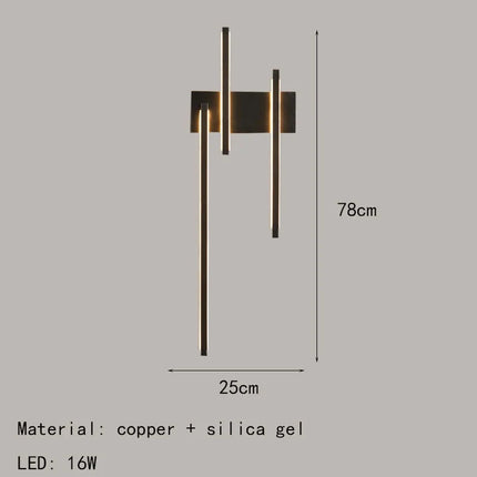 applique murale led minimaliste moderne en laiton