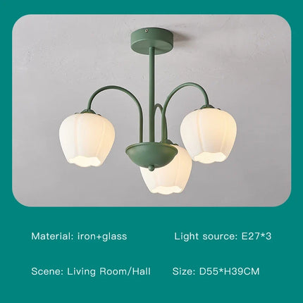 Lustre en verre à pétales pour décoration intérieure kawaii — LZ4X9T