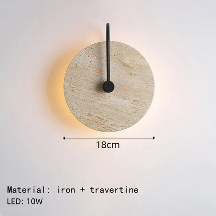 Applique murale LED ronde en pierre et métal noir pour escaliers d'hôtel boutique — LZ4N7Q2