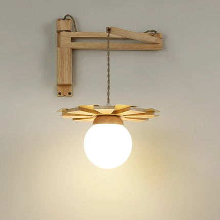 Applique murale en bois nordique avec bras oscillant et LED intégrée — LZ4XJ9
