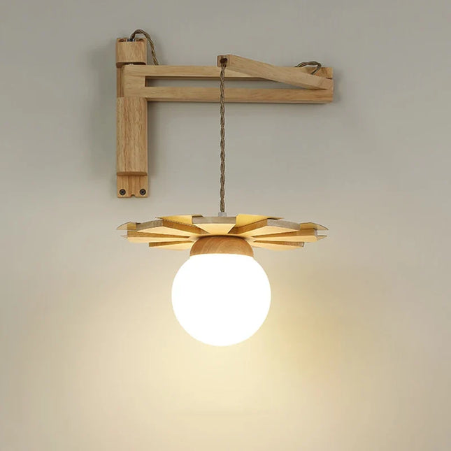 Applique murale en bois nordique avec bras oscillant et LED intégrée — LZ4XJ9