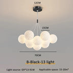 B Noir 13 lumières 15cm / Blanc froid 6000K