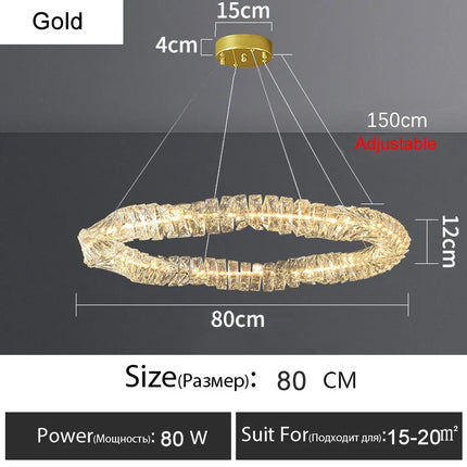 Lustre anneau LED dimmable en cristal pour intérieur moderne — LZ7XQ2