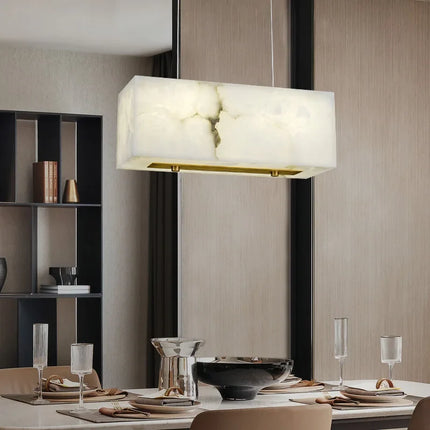 Lustre suspension minimaliste en marbre et cuivre pour intérieur moderne — LZ4X9T