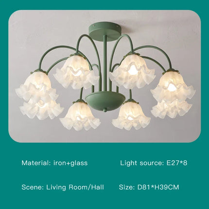 Lustre en verre à pétales pour décoration intérieure kawaii — LZ4X9T