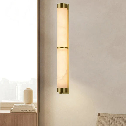 Applique murale cylindrique en marbre naturel et laiton doré pour hôtels — LZ4P9XQ
