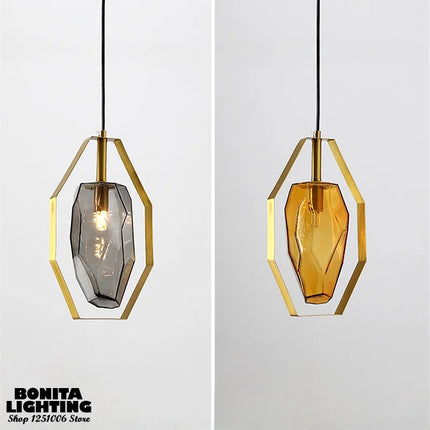 Suspension en cristal avec anneau métallique style nordique élégant — LZ4Q7M2