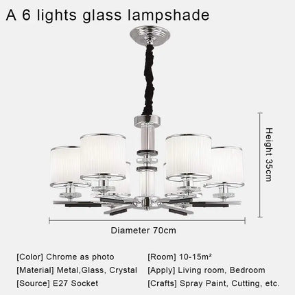Lustre nordique en cristal avec métal chromé et verre transparent — LZ4X9M
