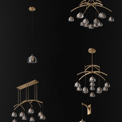 Lustre vintage en cristal et cuivre pour éclairage élégant — LZ4P9X