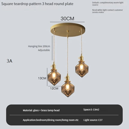 Lustre vintage Edison avec abat-jour en verre cristal pour bar loft — LZ4X9T2