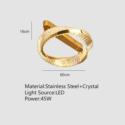 Suspension LED dorée avec cristal au design moderne et élégant — LZ4X9M