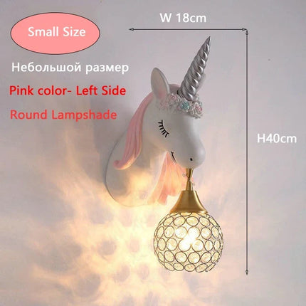applique murale Dessin animé enfants bébé tenture LED résine licorne bleu rose pour princesse fille chambre décoration