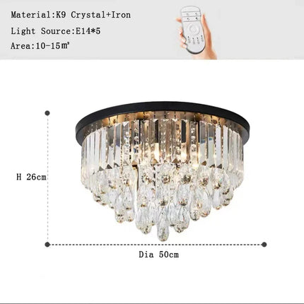 Lustre LED dimmable en cristal style américain luxueux — LZ4P9XQ