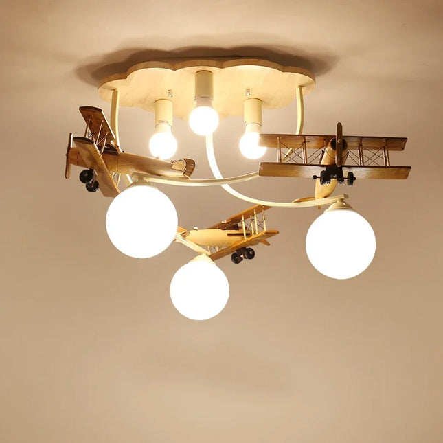 Plafonnier LED en bois forme avion pour chambre d'enfant — LZ4X9P