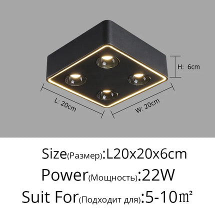 Plafonnier LED carré anti-éblouissement à fixation murale — LZ4X9P