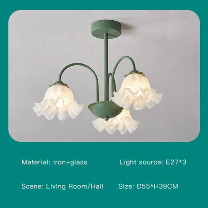 Lustre en verre à pétales pour décoration intérieure kawaii — LZ4X9T