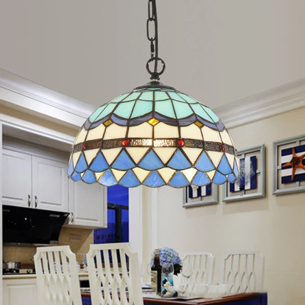 Lustre suspension en verre teinté style méditerranéen pour restaurant et hall — LZ4XJ9