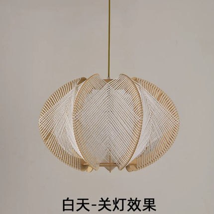 Lustre suspension bois et corde chanvre style rétro pour restaurant et bar E27 — LZ4X9P2