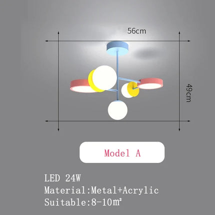 Lustre suspension LED pour enfants style dessin animé nordique — LZ4P9X