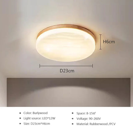 Plafonnier LED rond en bois style nordique décoratif intérieur — LZ7D9X