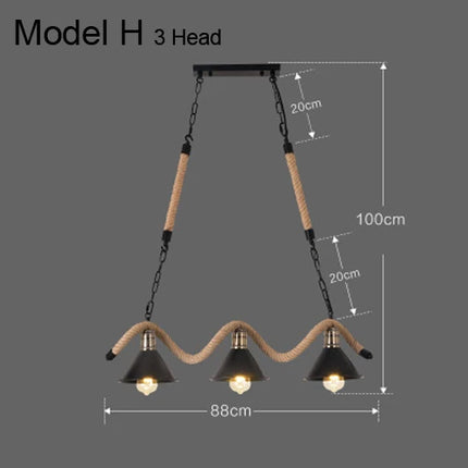 Suspension industrielle rustique avec corde pour intérieur — LZ7D4X