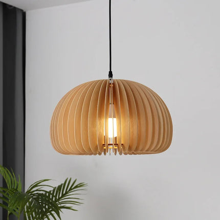 lustre en bois japonais style nordique rétro citrouille pour intérieur