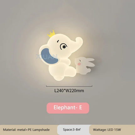 applique murale créative en forme d'éléphant pour éclairage intérieur