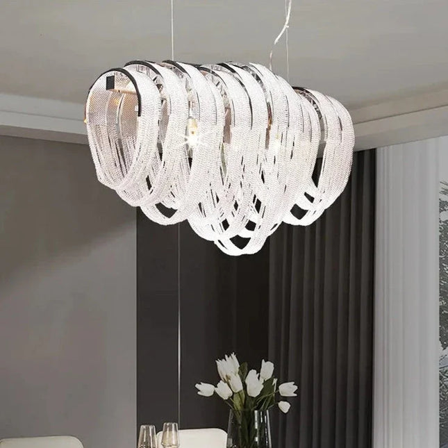 lustre nordique moderne en cristal avec led et glands