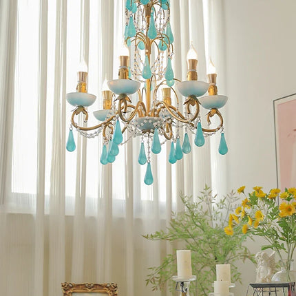 Lustre suspension art déco en cristal et verre goutte d'eau — LZ4X9M