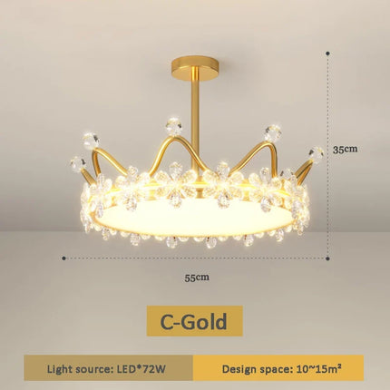 Lustre en cristal avec couronne dorée et étoile pour décoration enfant — LZ4X9P2