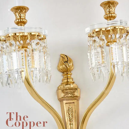 Applique murale en cuivre avec cristal et bougie LED pour intérieur élégant — LZ4XJ9