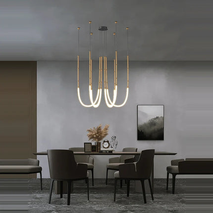Lustre Art déco en métal noir avec éclairage LED intégré — LZ4X9P