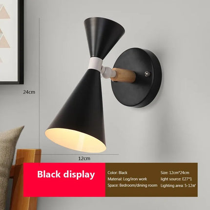 Applique murale de chevet LED nordique en bois