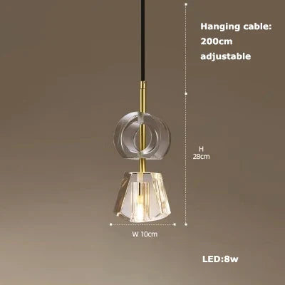 Lustre LED en verre avec ceinture en cuir rétro moderne — LZ4P9XQ
