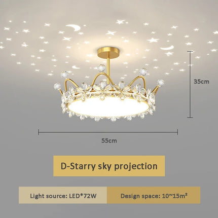 Lustre en cristal avec couronne dorée et étoile pour décoration enfant — LZ4X9P2