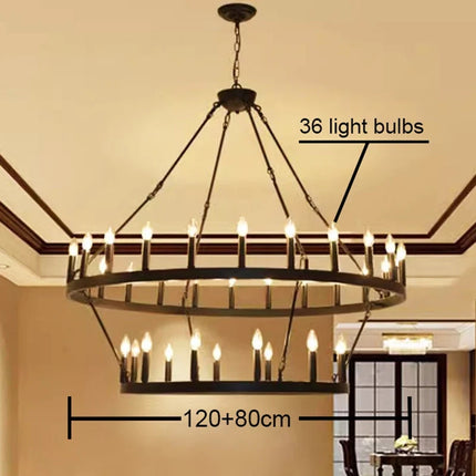 Lustre suspension industriel rond en fer avec LED intégrée — LZ4D9X